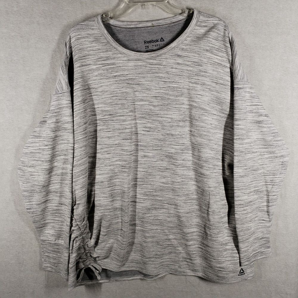 Reebok Sweatshirt Women's 2XL Gray Long Sleeve Crew Neck Cinched Athletic